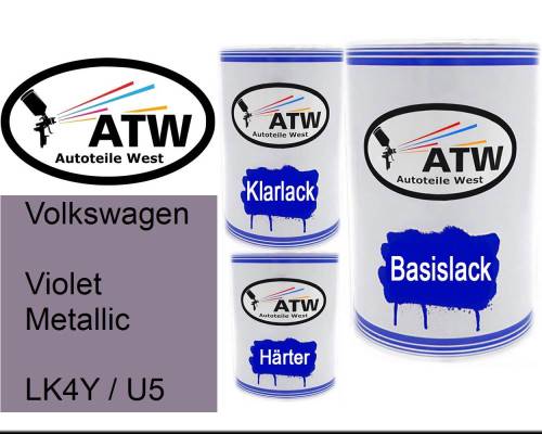 Volkswagen, Violet Metallic, LK4Y / U5: 500ml Lackdose + 500ml Klarlack + 250ml Härter - Set, von ATW Autoteile West.